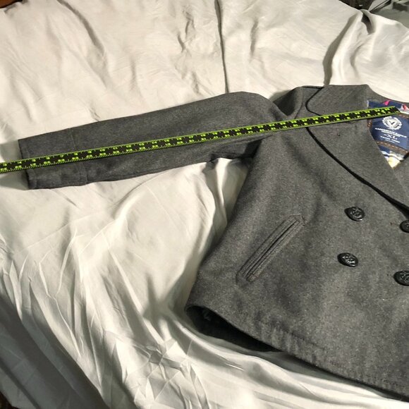 American Eagle Outfitters Mens Peacoat XL Double Breasted Plaid Quilted Gray - Picture 9 of 16